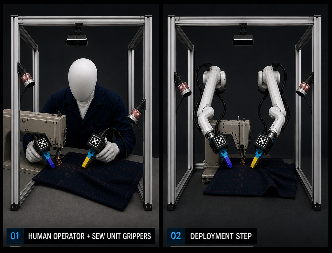 Vision for Sew Unit deployment — human operator to robot operation