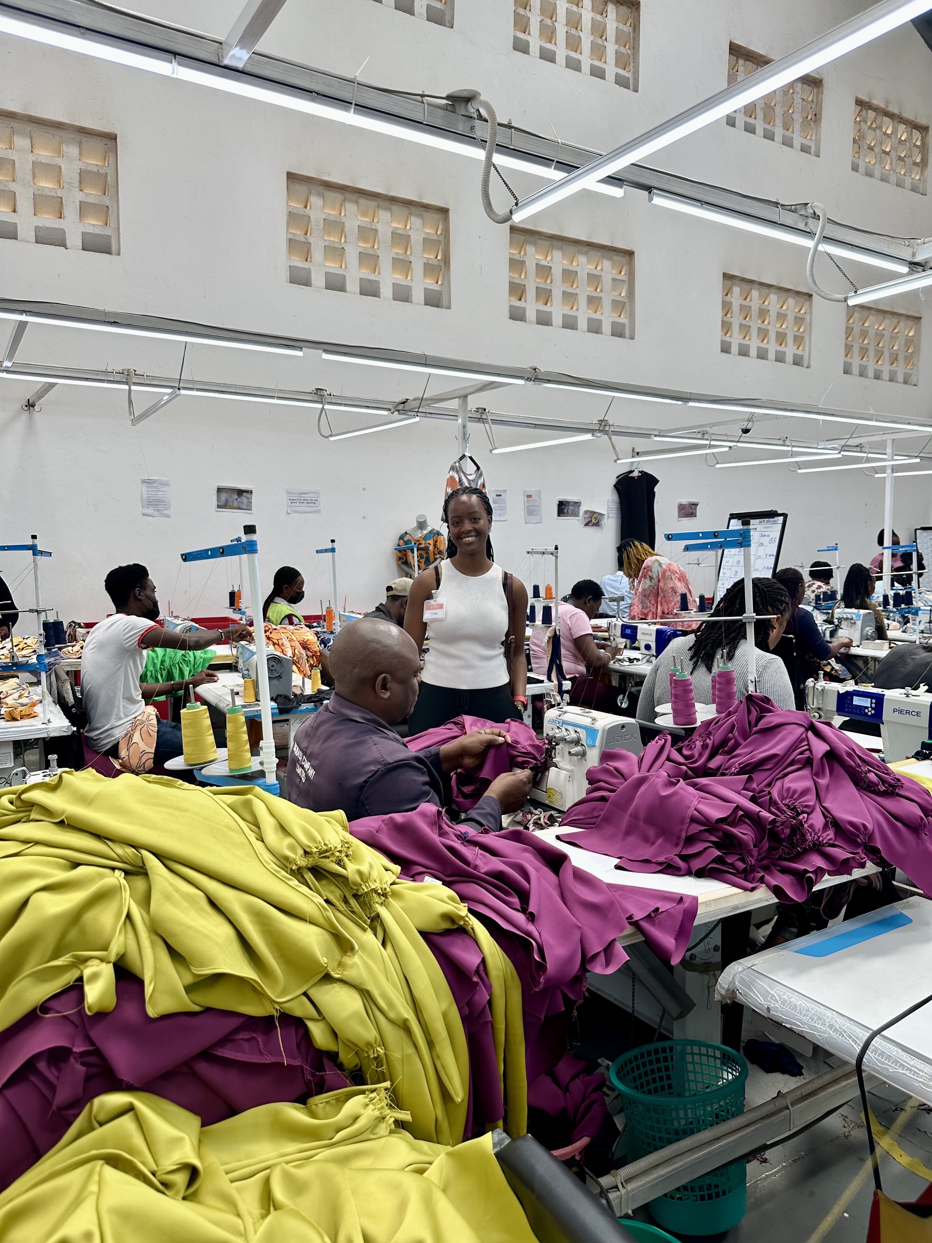Tabby visiting an apparel manufacturing factory in Kenya